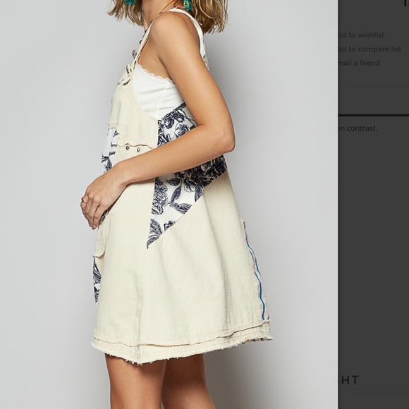 POL Floral Striped Color block Pockets Denim Jean Dress - Picture 2 of 4